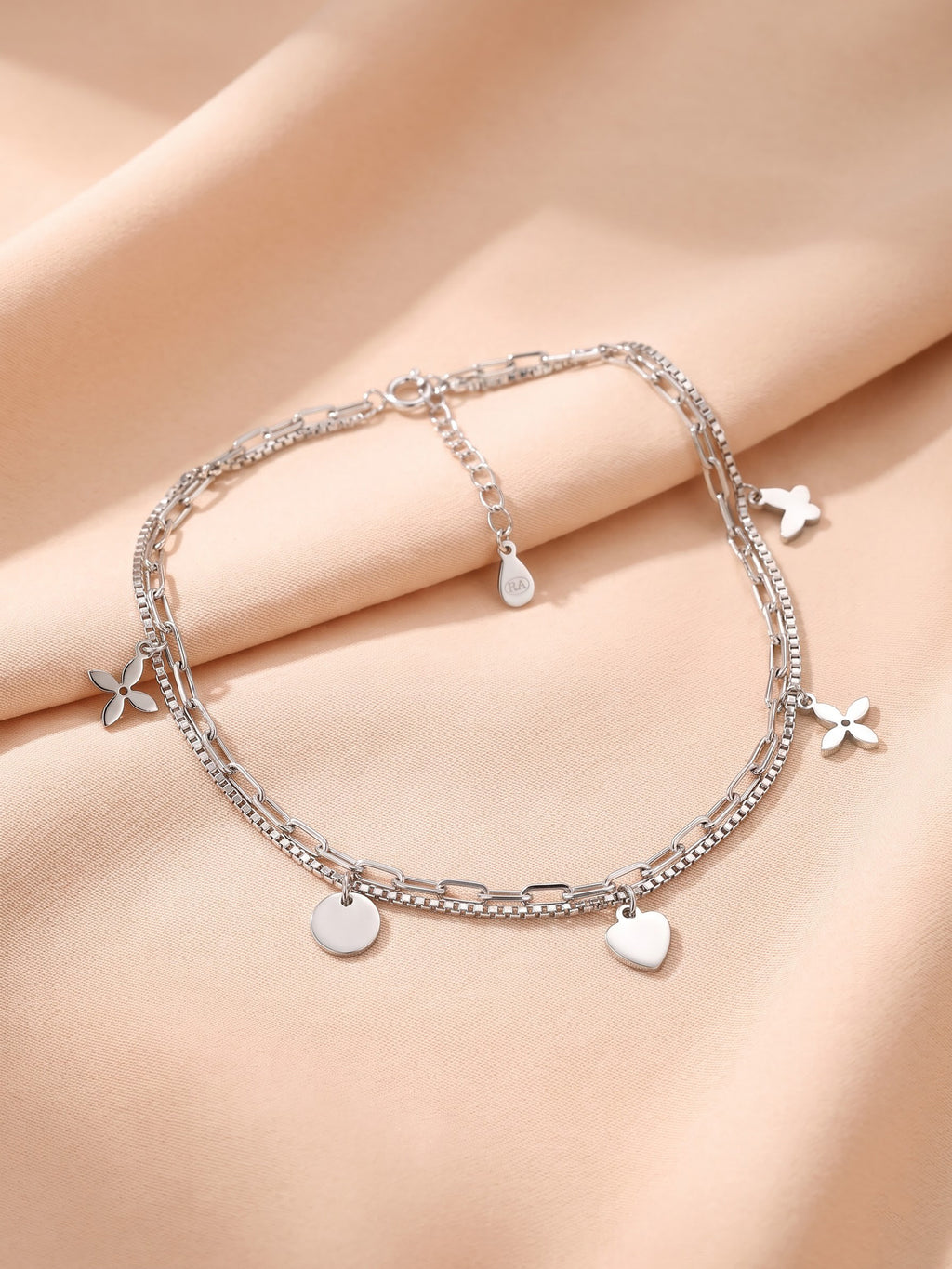 Celestial Charm Double-Layer Silver Anklet