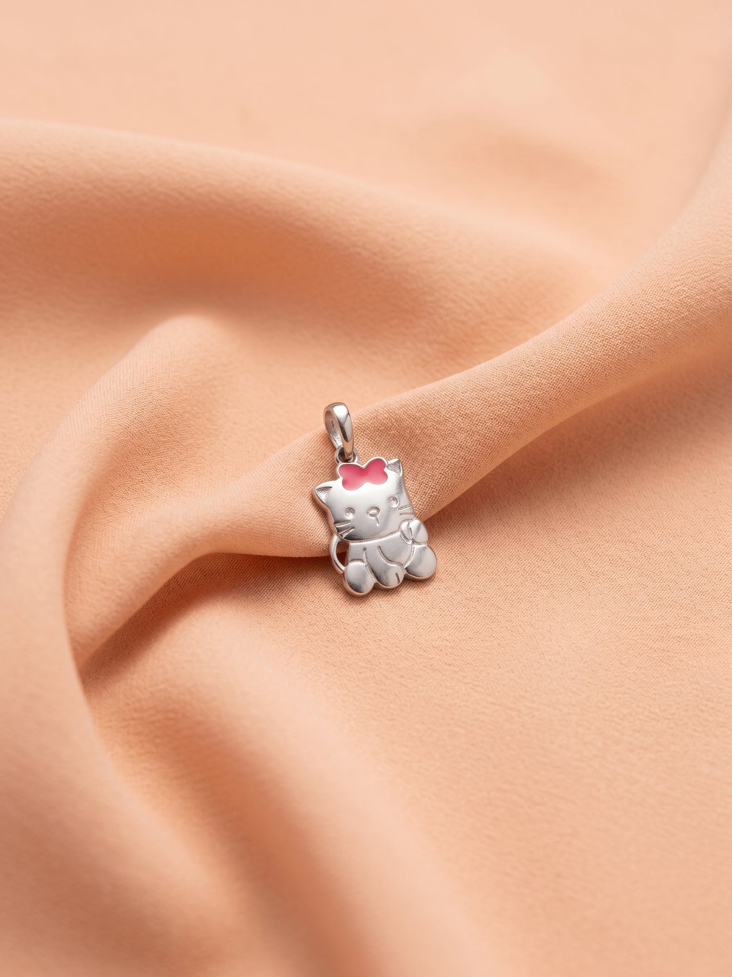Kids Pink Bow Kitty Pendant