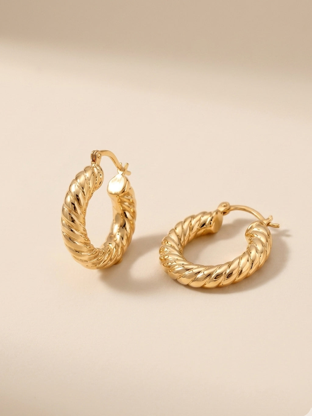Twisted Rope Chunky Huggie Hoop Earrings