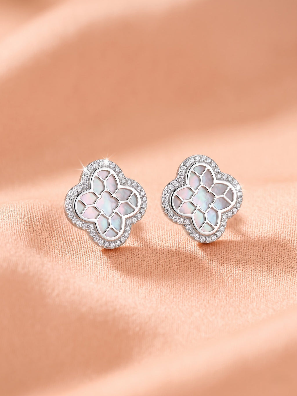 The Flora Luxe Mother-of-Pearl & CZ Stud Earrings