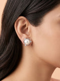 Lustrous Pearl & Pavé CZ Halo Stud Earrings