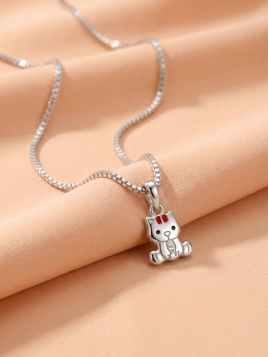 Kids Cute Sitting Kitty Pendant Necklace