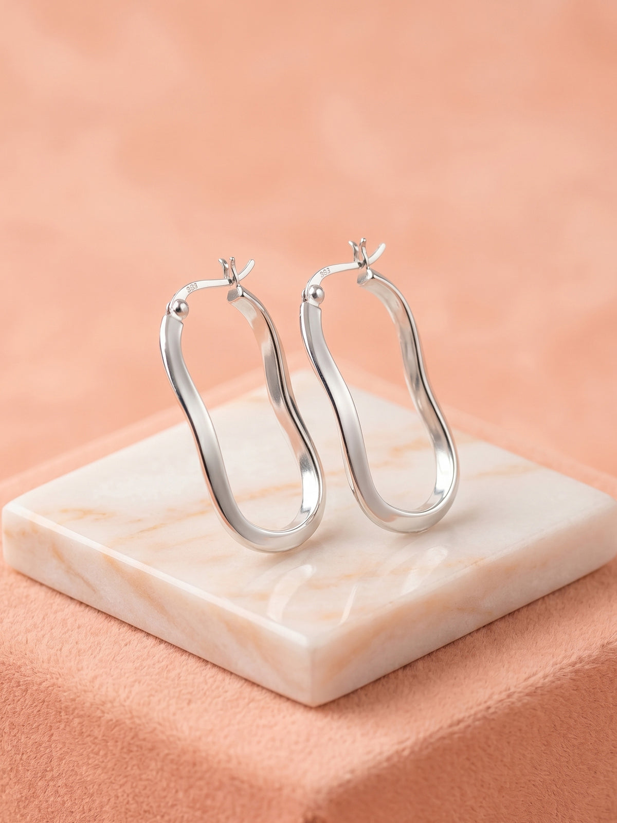 Silver Undulating Hoop Earrings