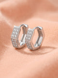 Hexagonal Pavé Cubic Zirconia Huggie Earrings