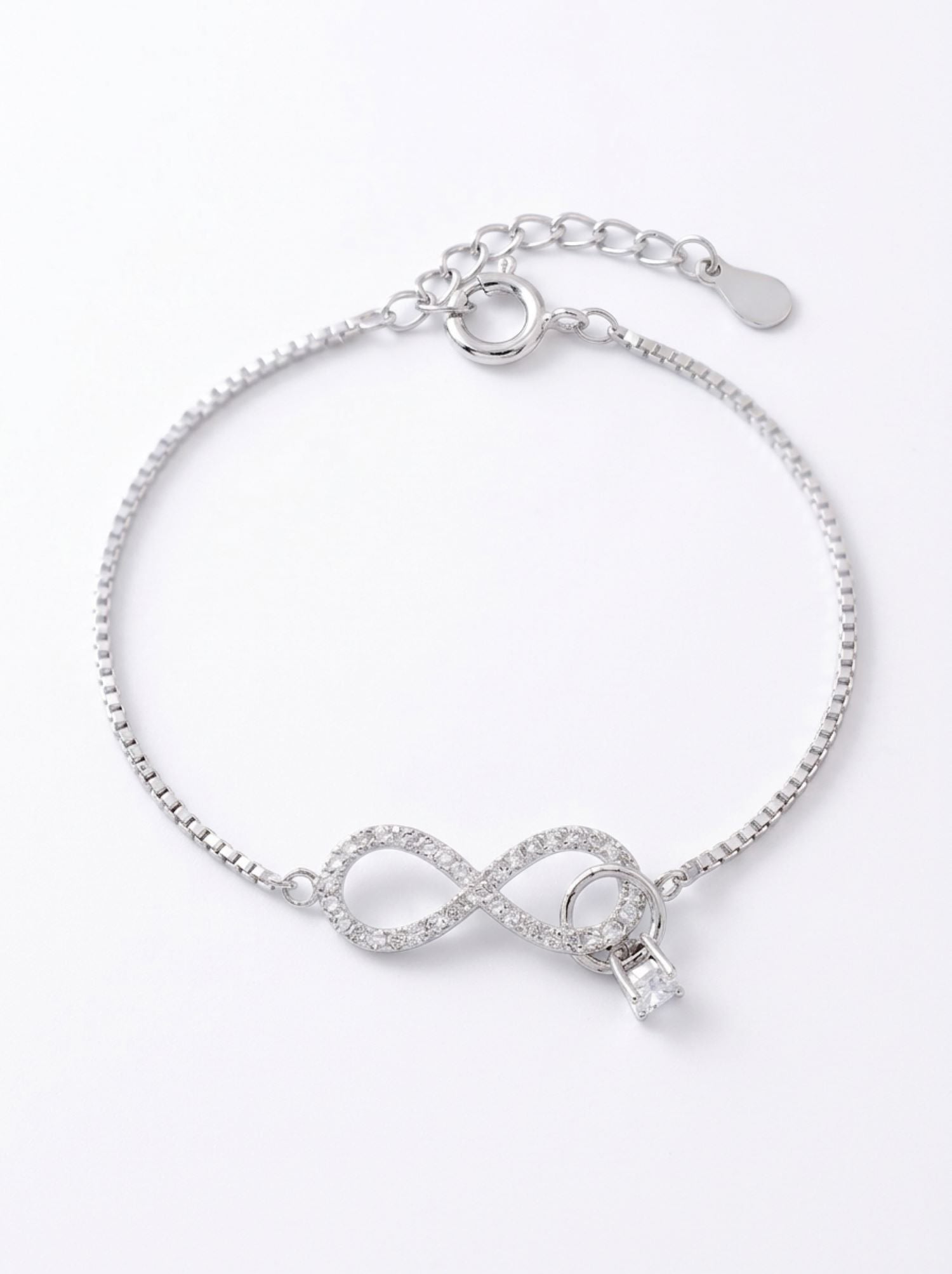 Silver Shimmering Infinity & Radiant Solitaire Bracelet