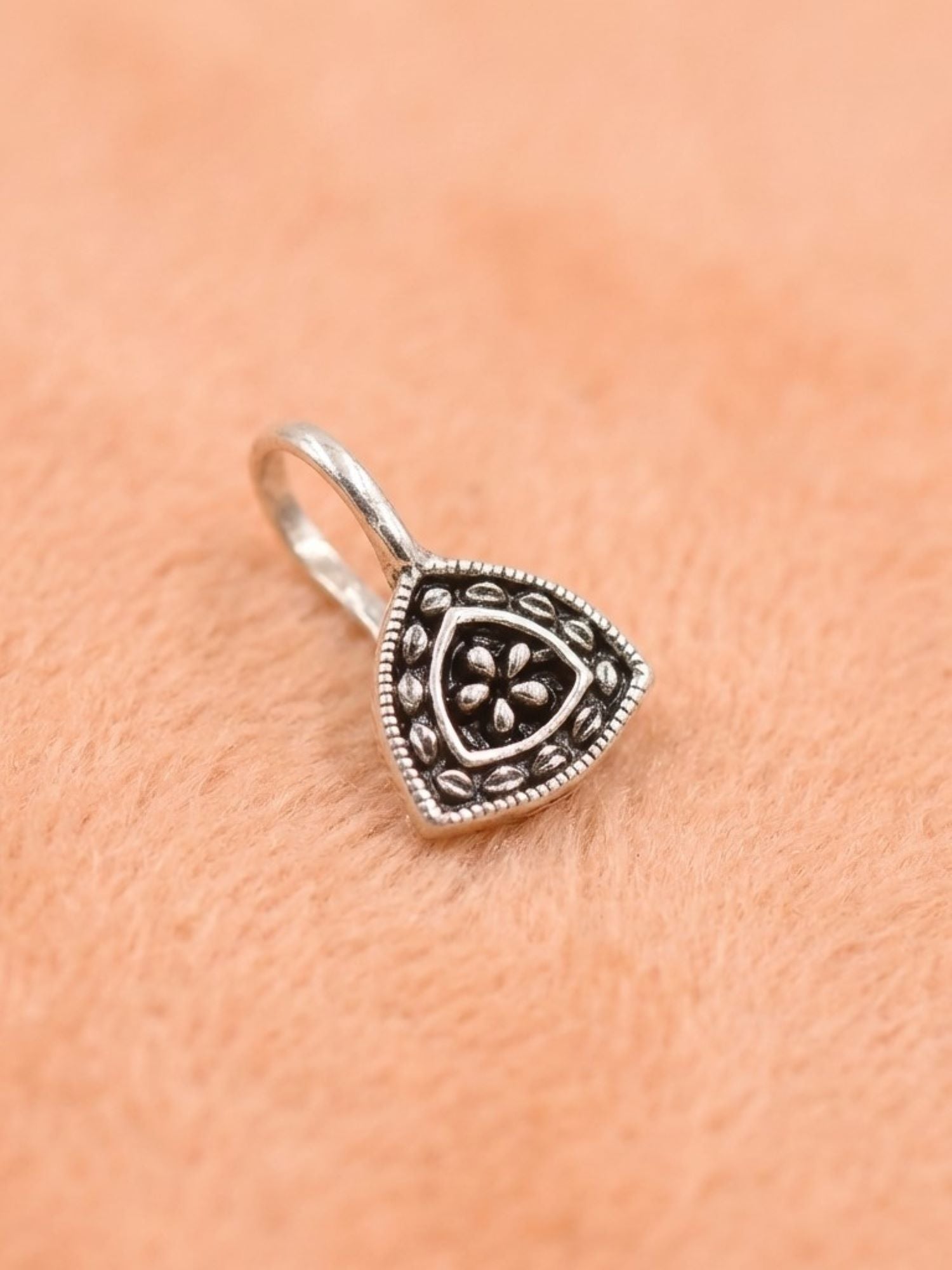 Oxidized Floral Shield Nose Pin