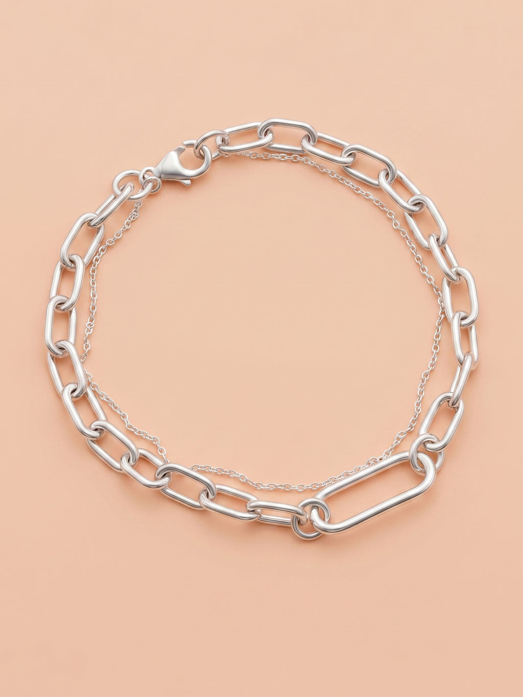 Double-Layer Paperclip & Cable Chain Bracelet