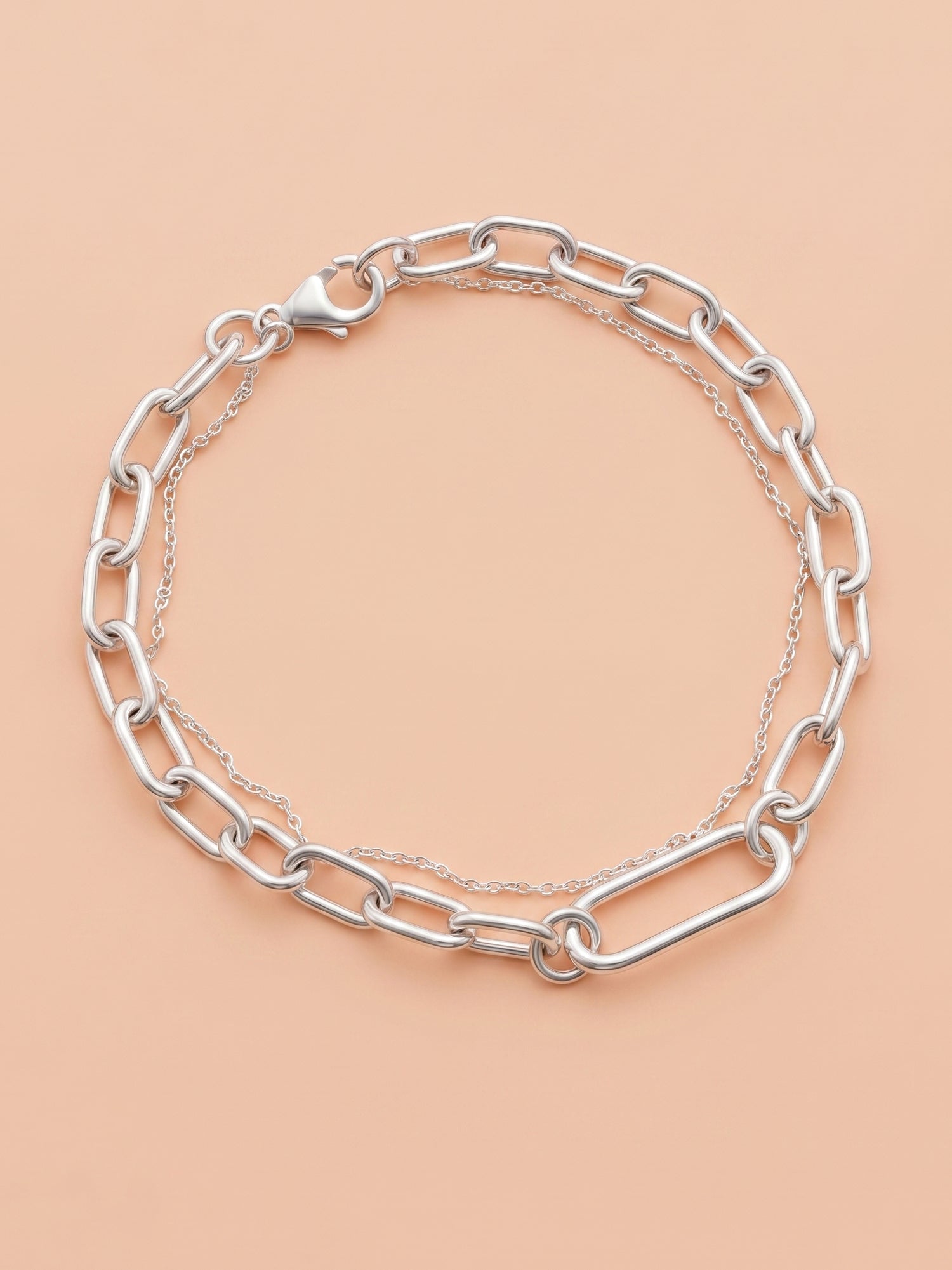 Double-Layer Paperclip & Cable Chain Bracelet