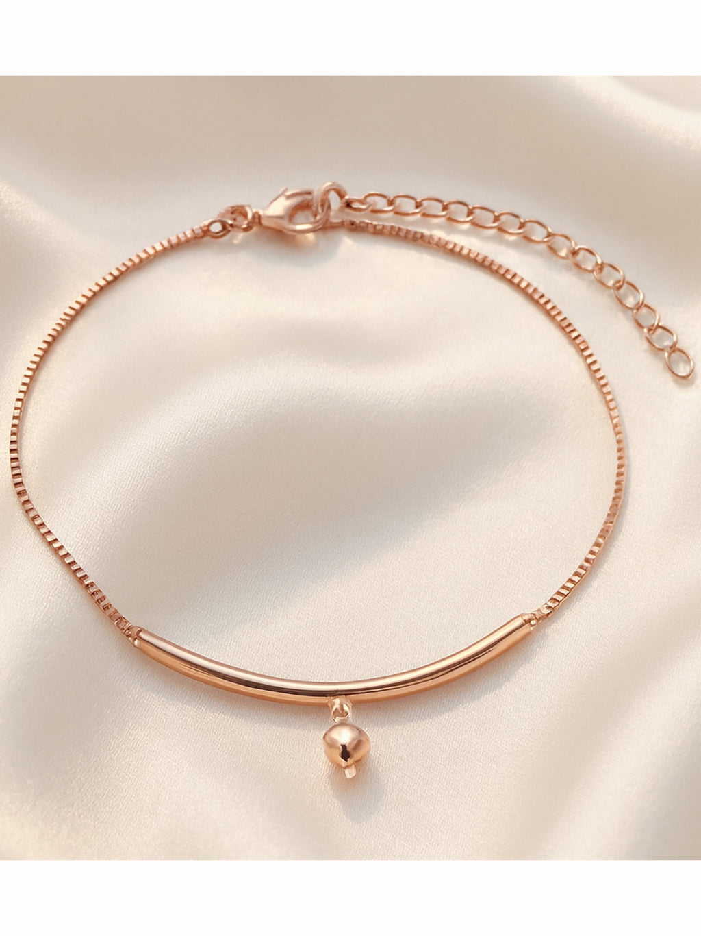 Roseate Bell Curve Box Chain Anklet