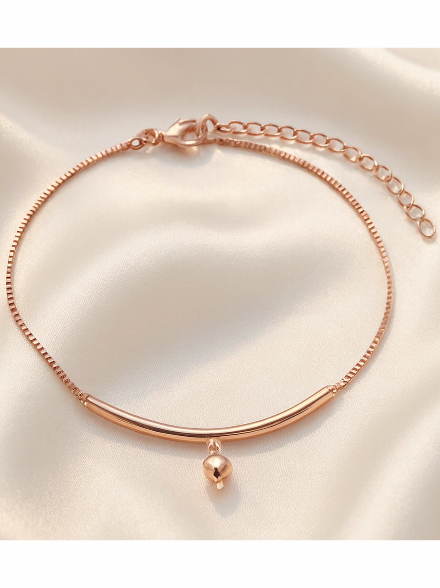 Roseate Bell Curve Box Chain Anklet