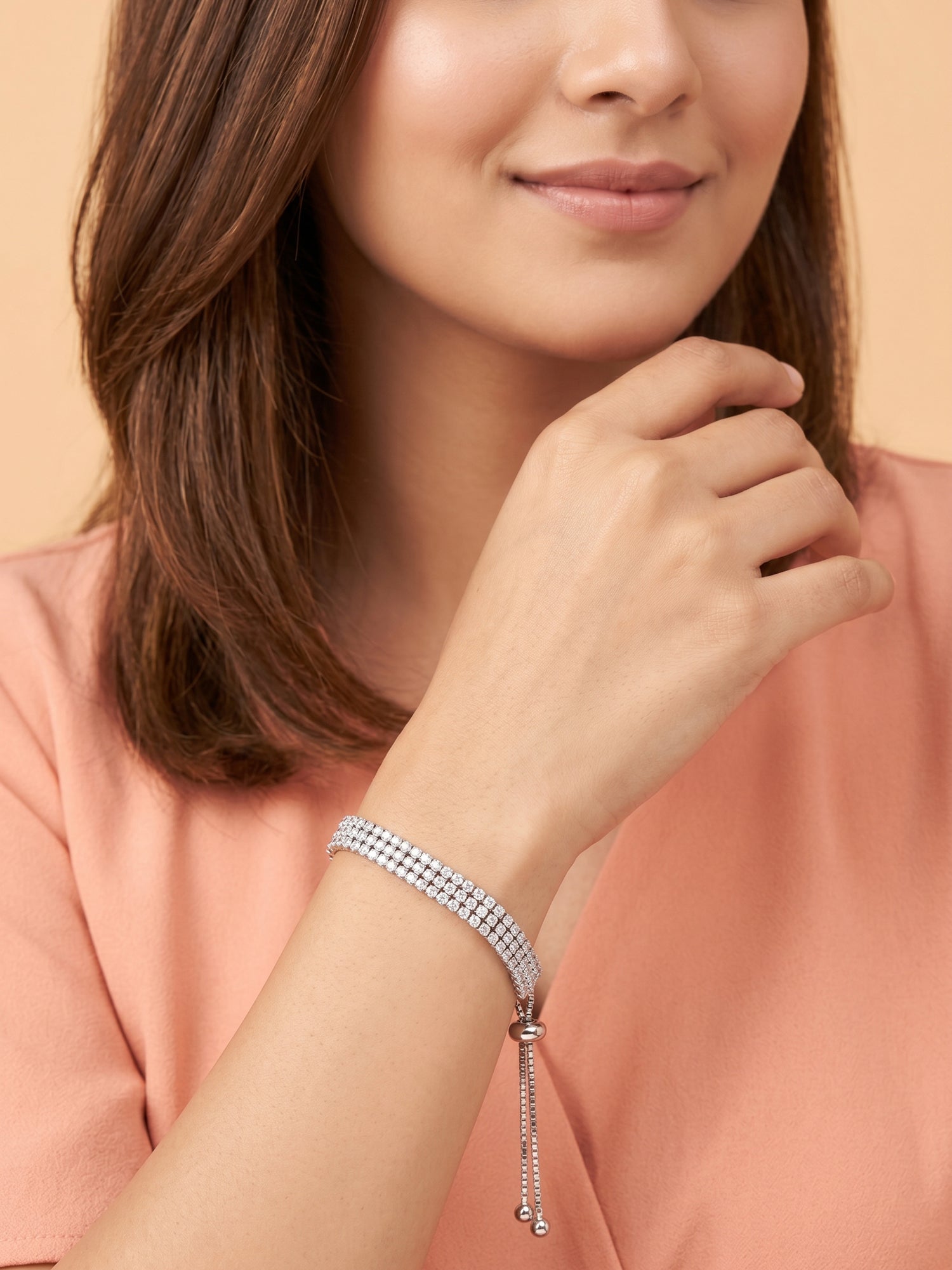 Triple-Row Pavé CZ Bolo Bracelet