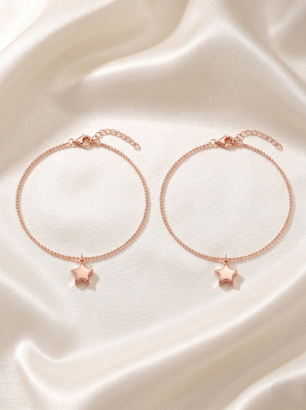 Roseate Celestial Star Charm Bead Anklet Pair
