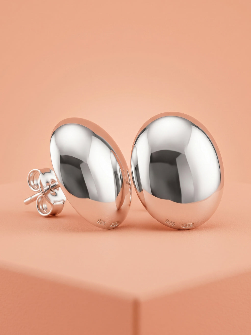 Sculptural Domed Oval Stud Earrings