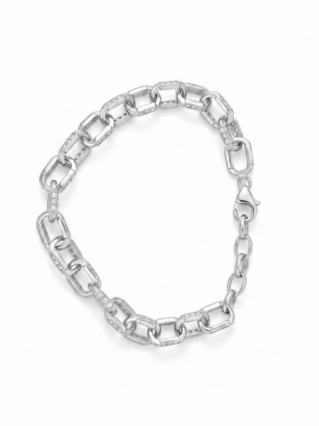 Pavé CZ Paperclip Link Bracelet