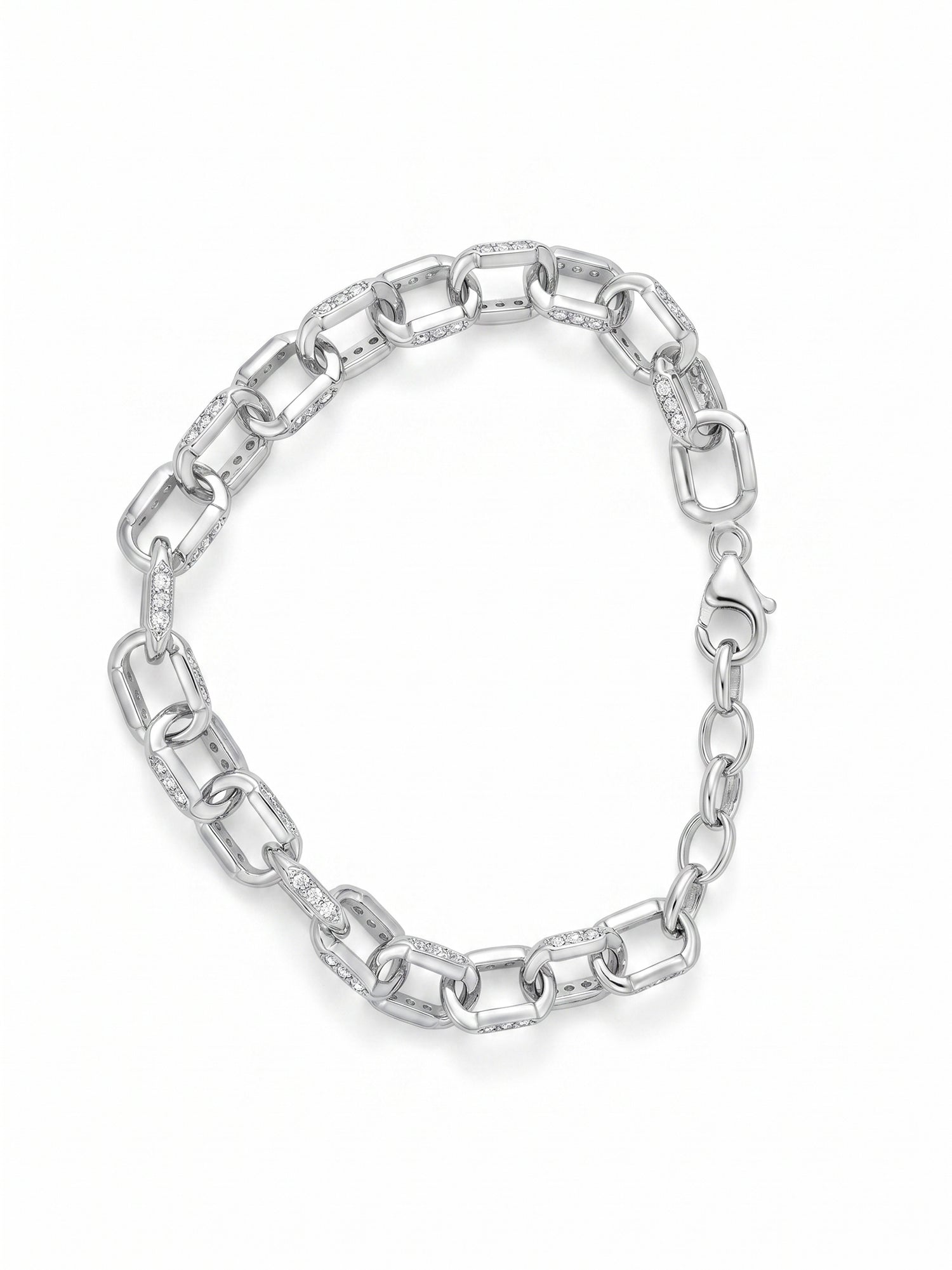 Pavé CZ Paperclip Link Bracelet