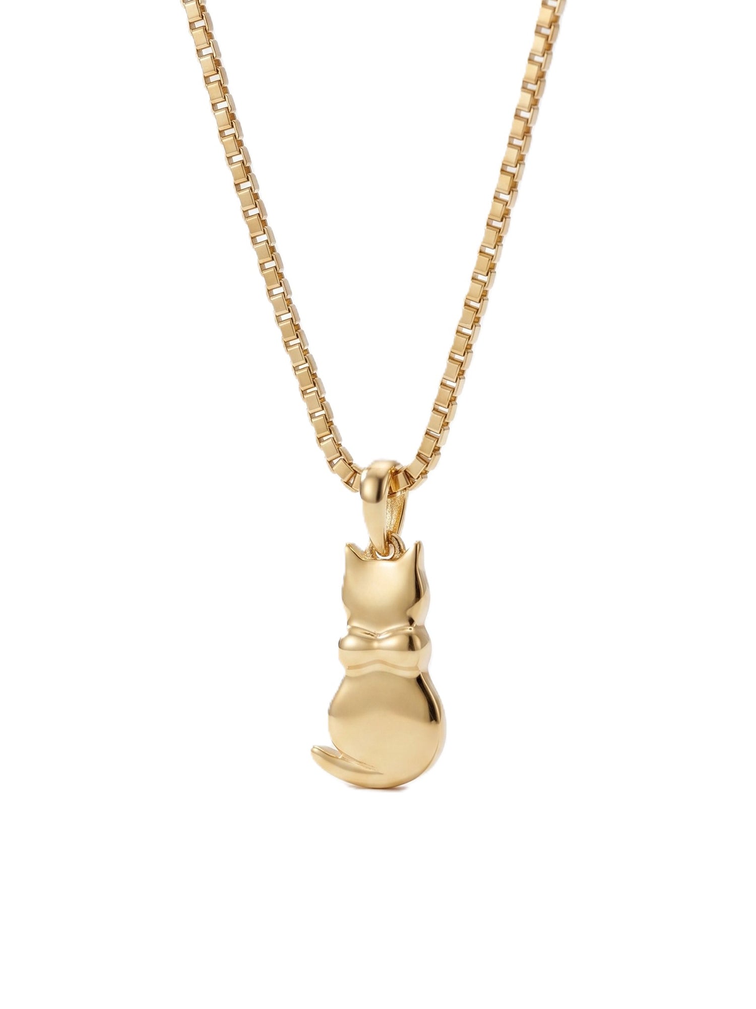 Puffy Cat Pendant Gold Necklace for Kids