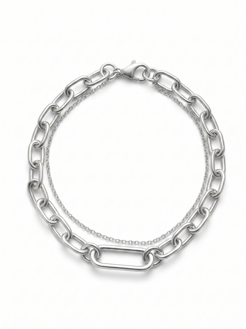 Double-Layer Paperclip & Cable Chain Bracelet