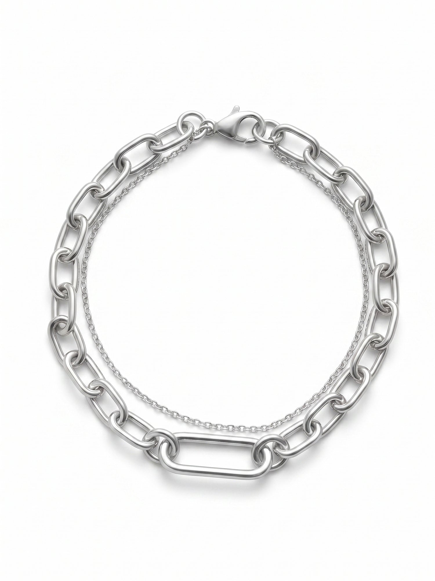 Double-Layer Paperclip & Cable Chain Bracelet