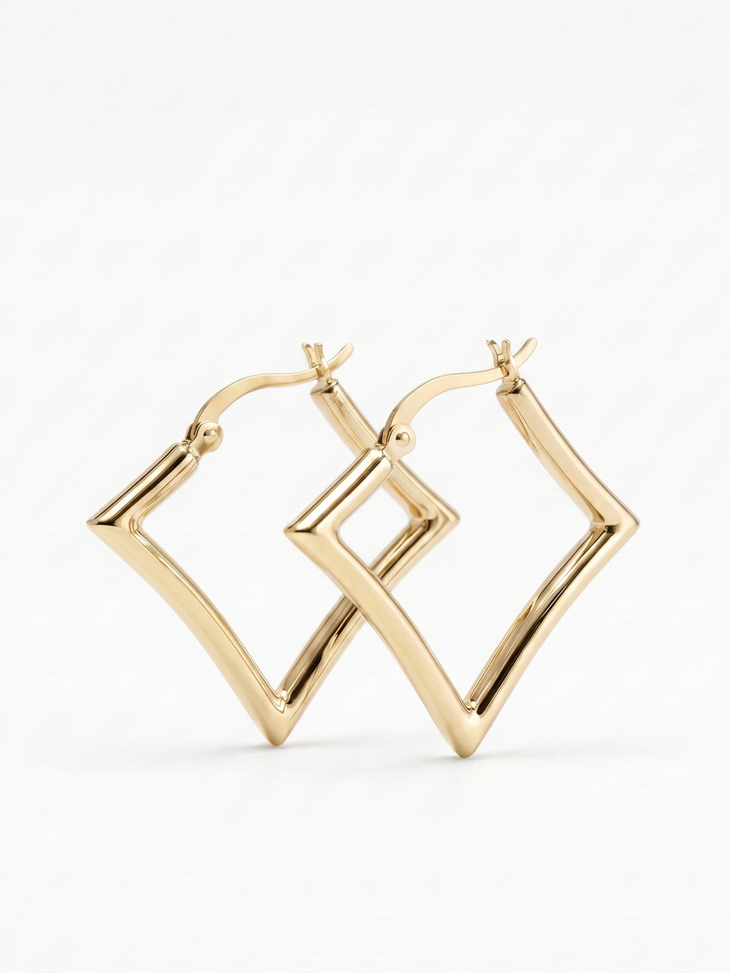 Polished Diamond Shape Hoop Earrings