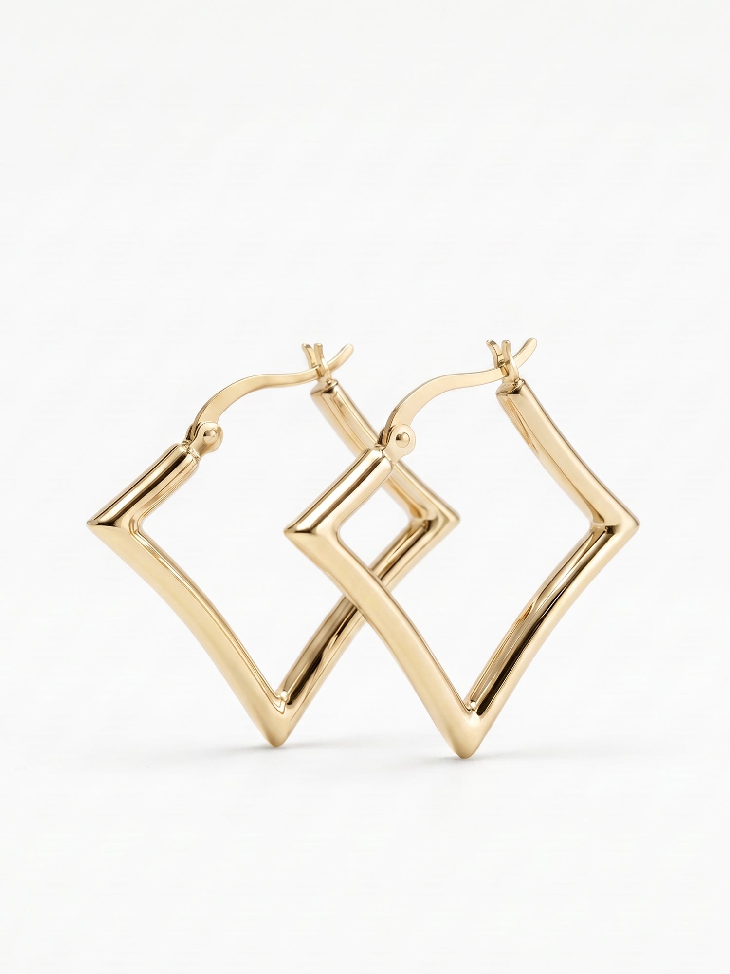 Polished Diamond Shape Hoop Earrings