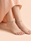 Double Layer Heart Charm Anklet Set of 2