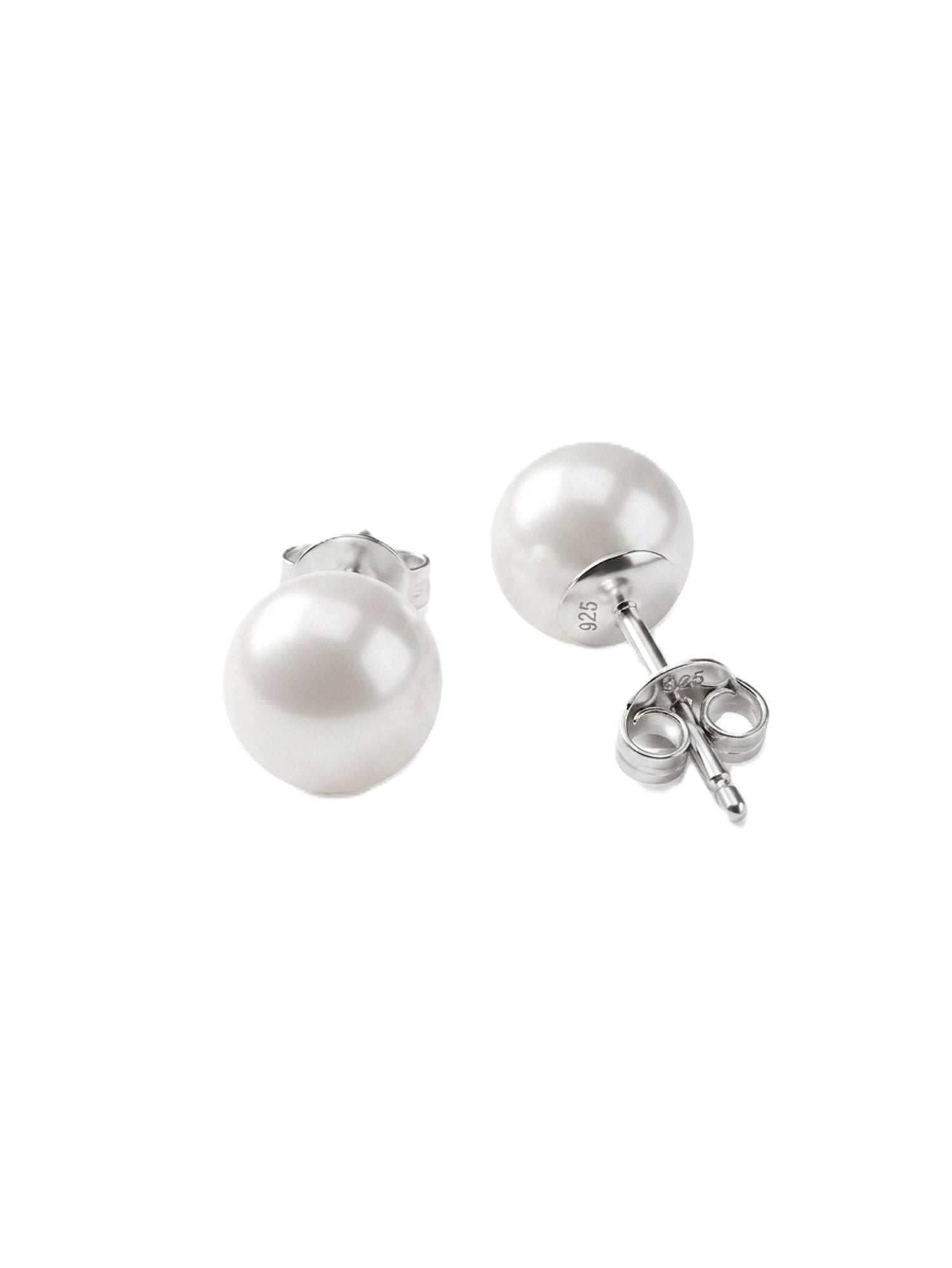 The Celestial Grace: Classic Sterling Silver Pearl Stud Earrings