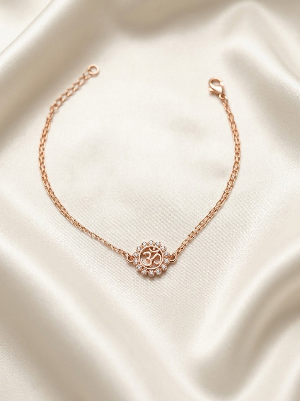 Roseate Shimmering Om Floral Mandala Bracelet