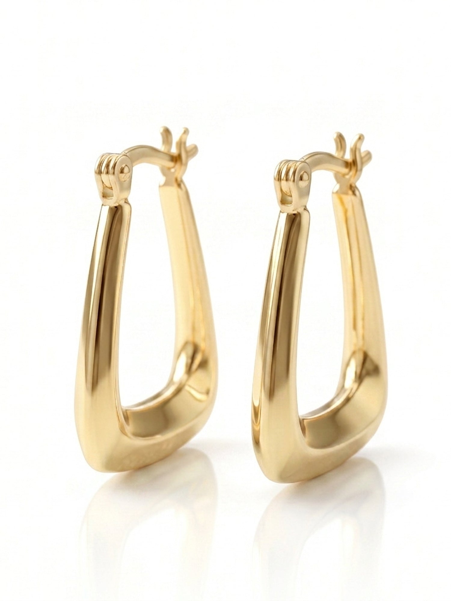 Polished Trapezoid Chunky Hoop Earrings