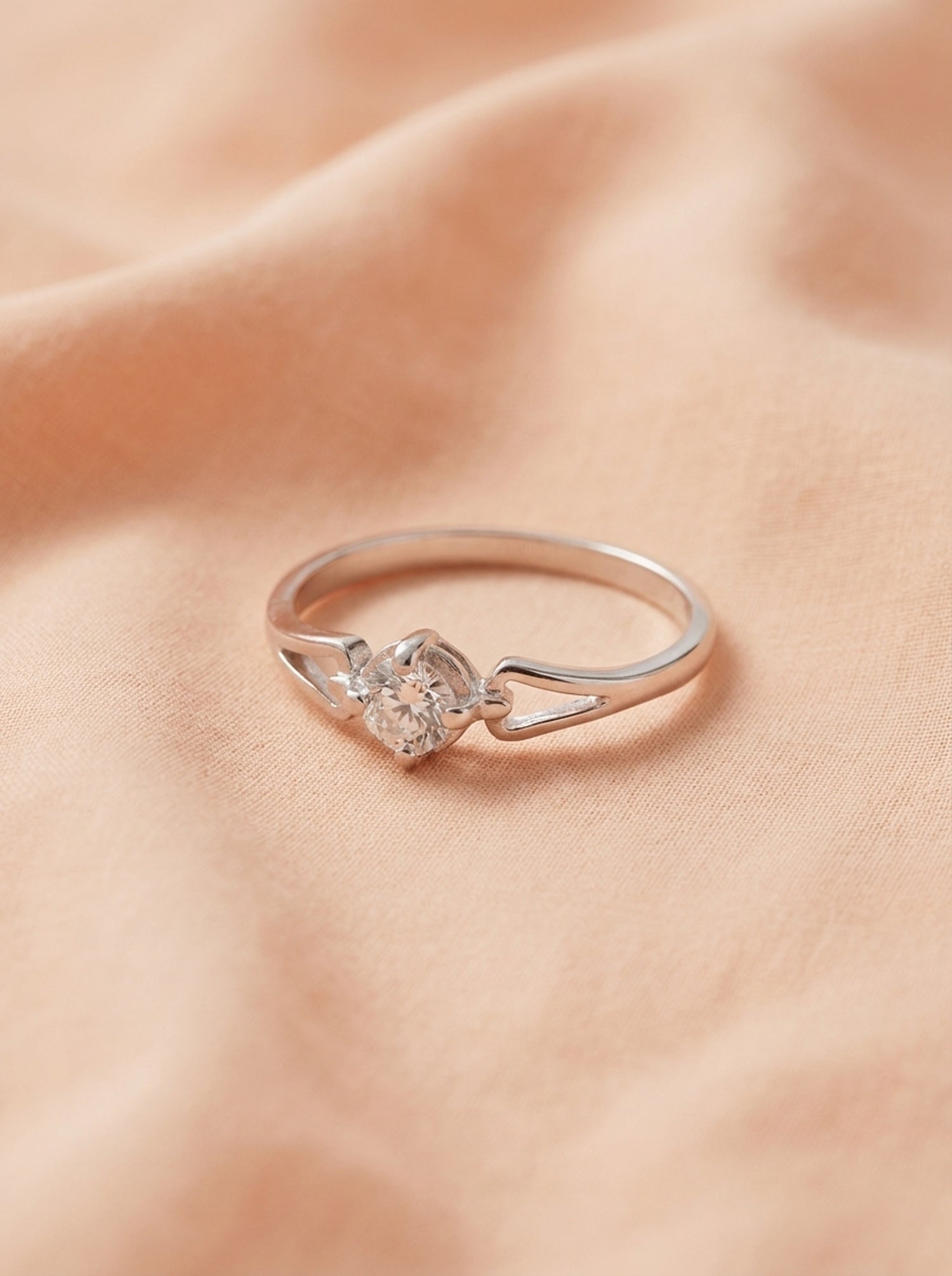 Silver Geometric Split-Shank Solitaire Ring
