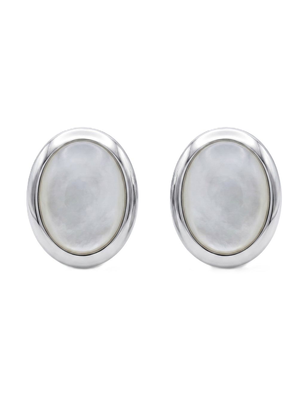 Oval Mother of Pearl Cabochon Stud Earrings