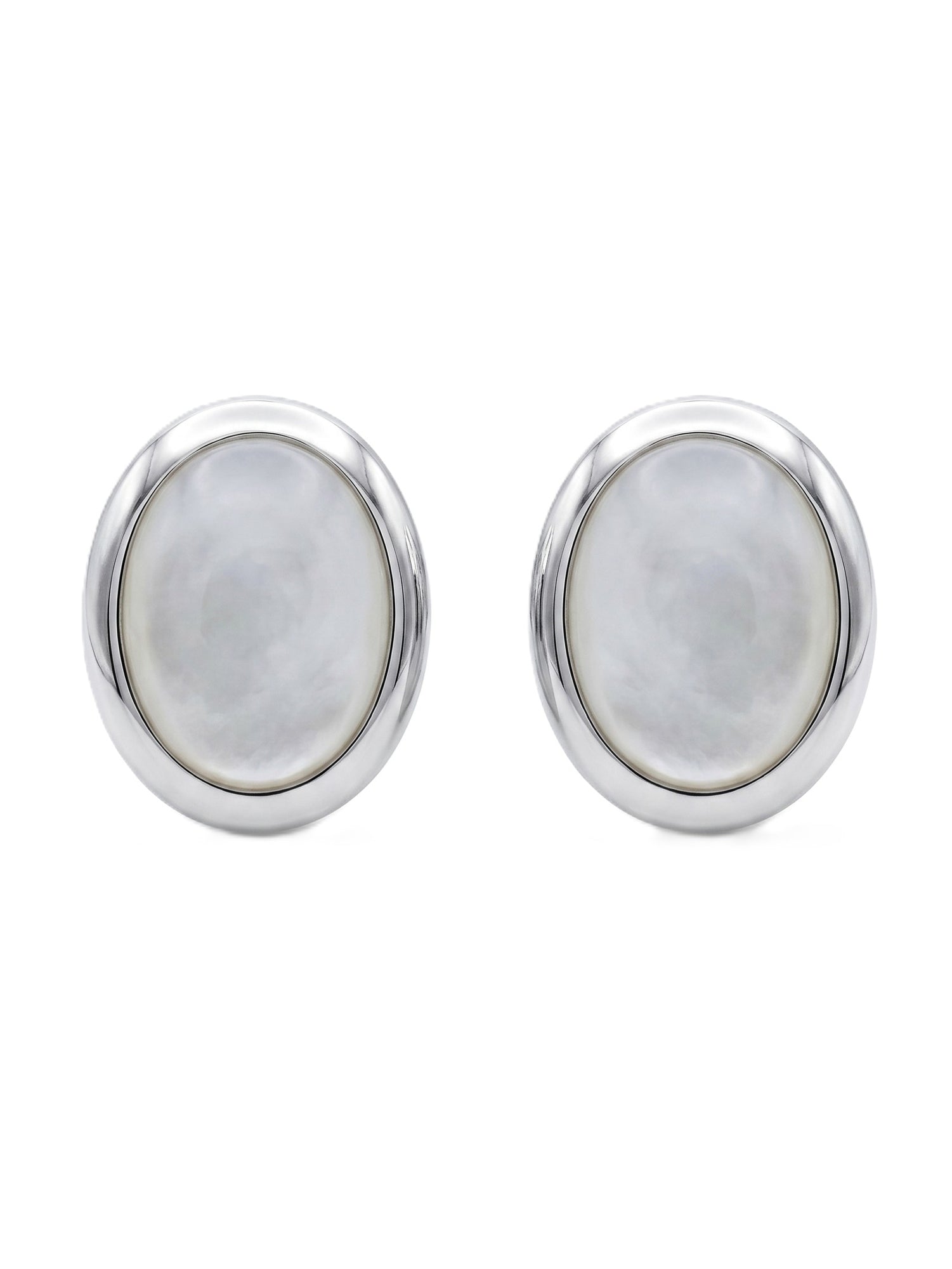 Oval Mother of Pearl Cabochon Stud Earrings