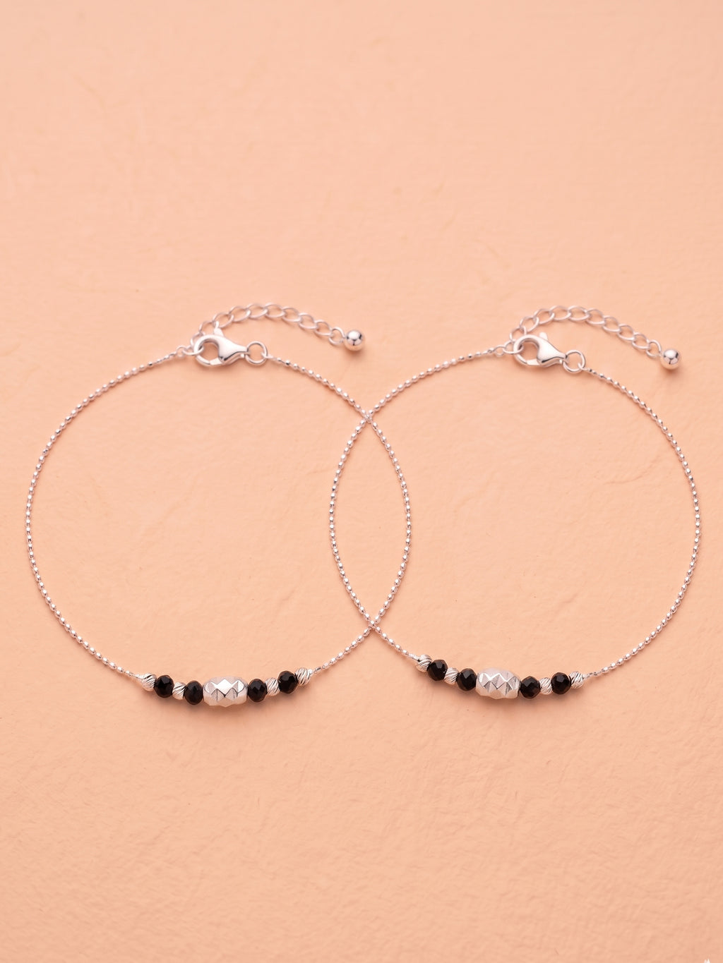 Nocturnal Prism Ball Chain Anklet Pair