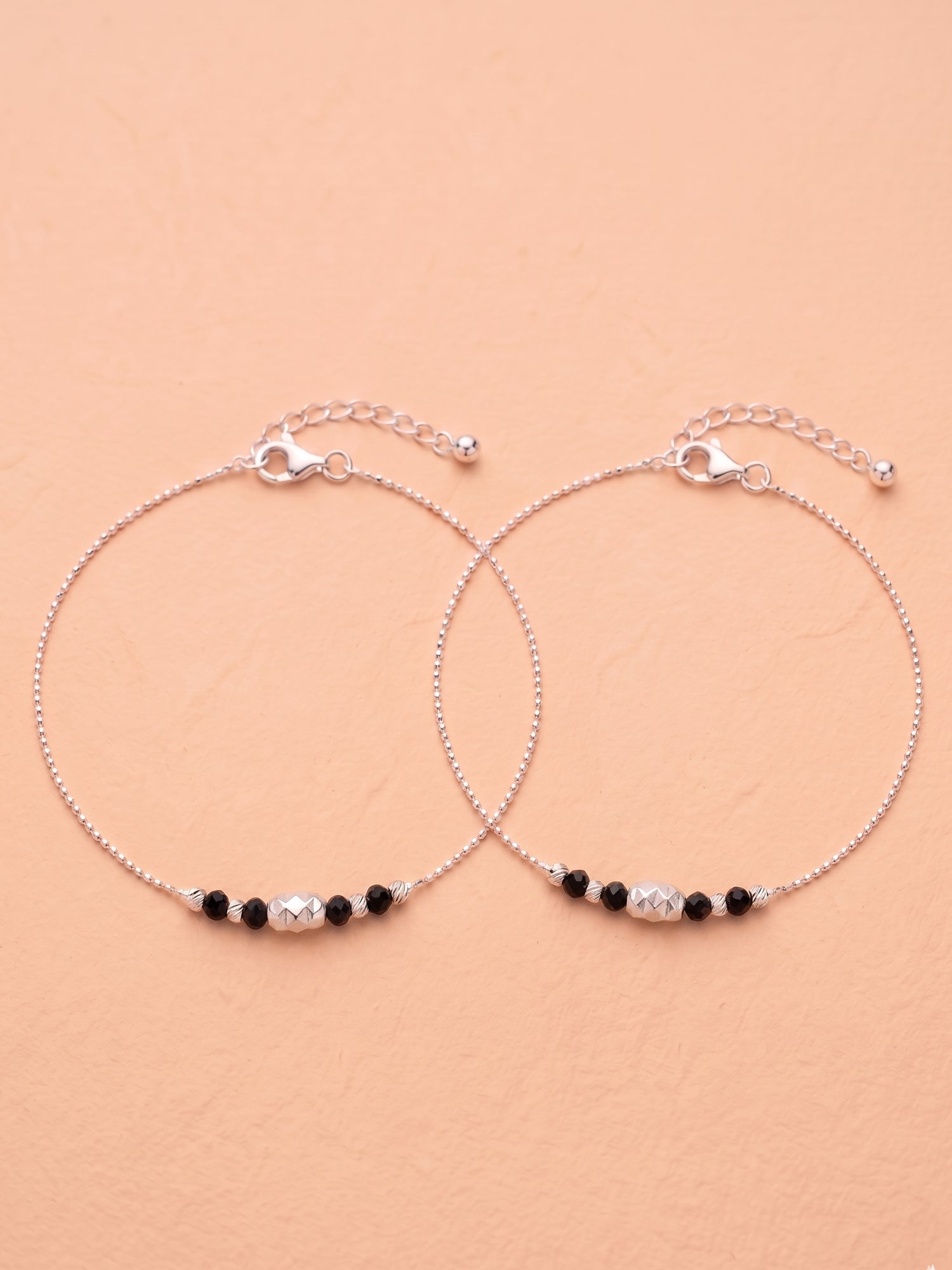 Nocturnal Prism Ball Chain Anklet Pair