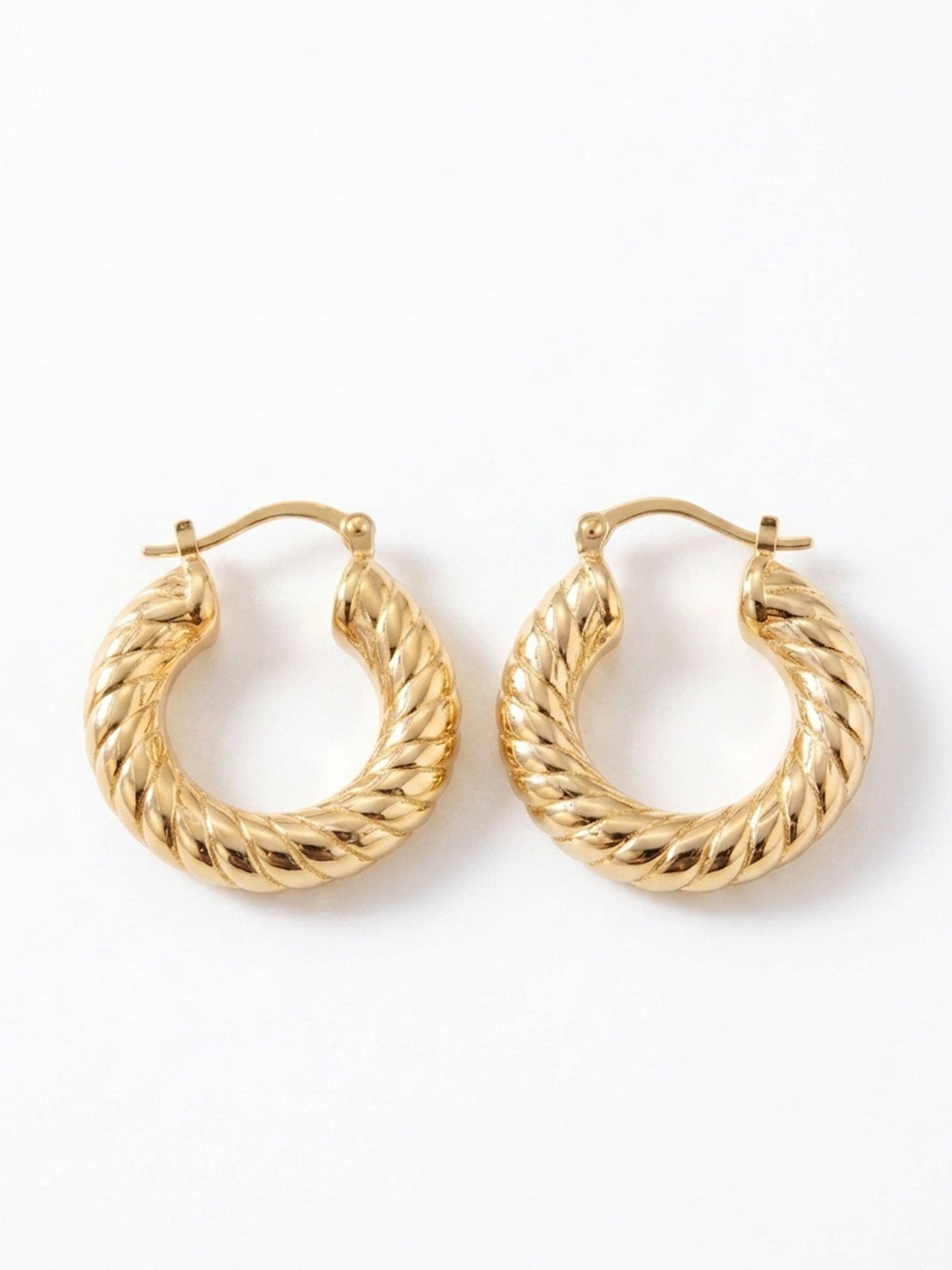 Twisted Rope Chunky Huggie Hoop Earrings