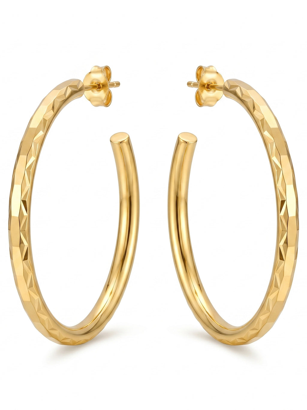 Diamond-Cut Tube Hoop Earrings
