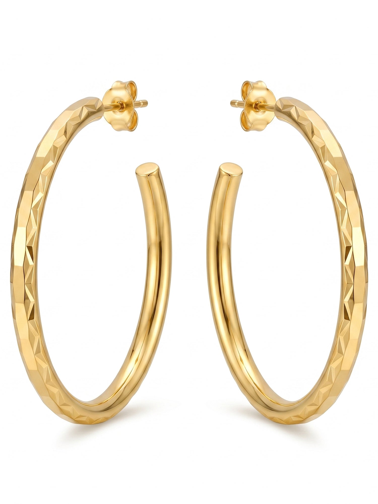 Diamond-Cut Tube Hoop Earrings