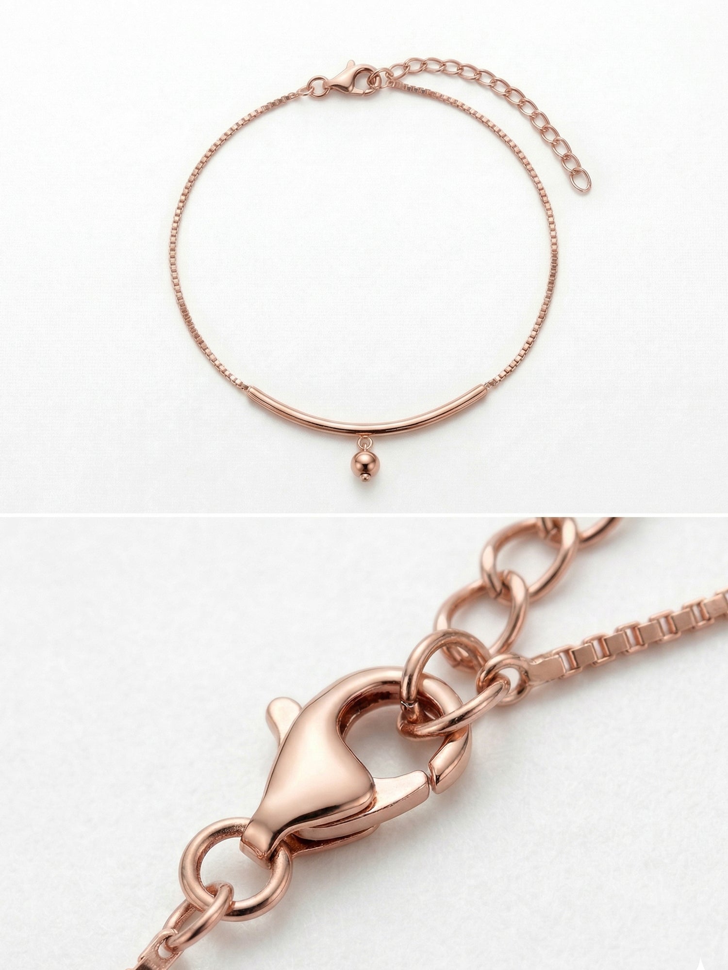 Roseate Bell Curve Box Chain Anklet