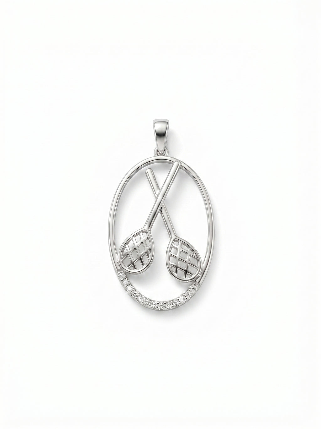 Crossed Tennis Rackets Oval Pendant