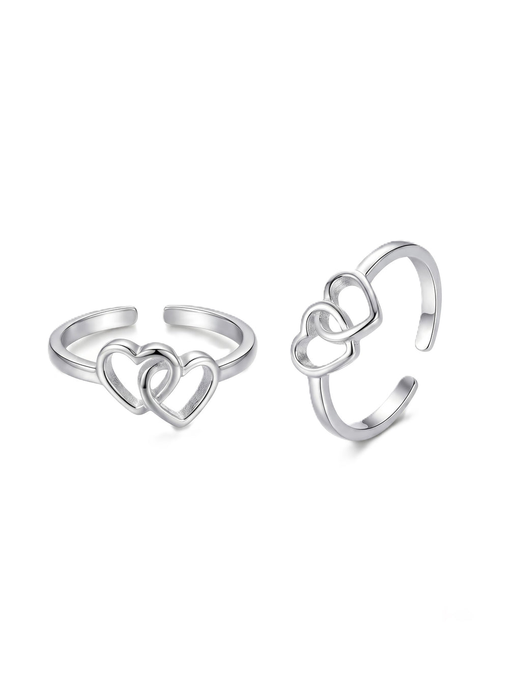 Eternal Connection Interlocking Hearts Adjustable Silver Toe Ring