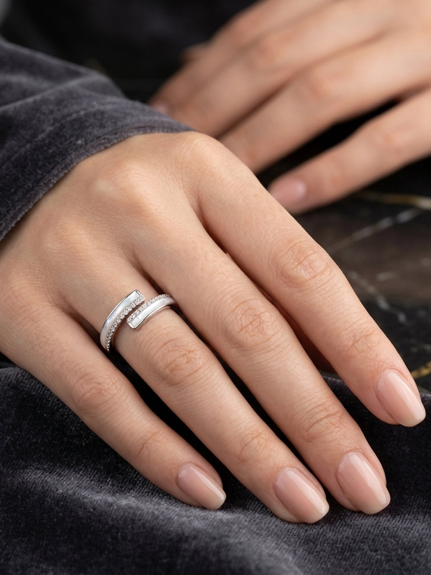Iridescent Bypass Shimmer Ring