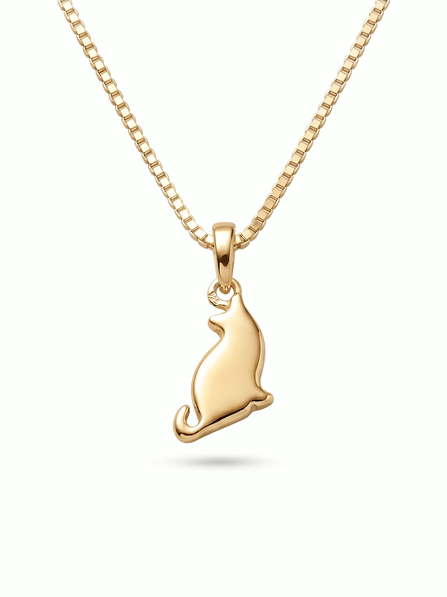 Sitting Cat Silhouette Pendant Necklace for Kids