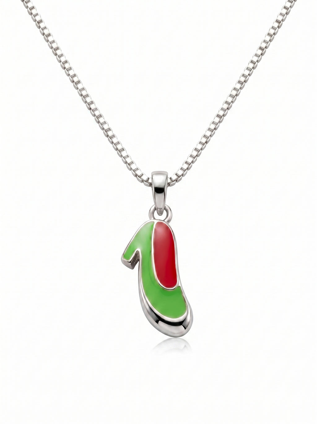 Miniature High-Heel Shoe Enamel Pendant Necklace