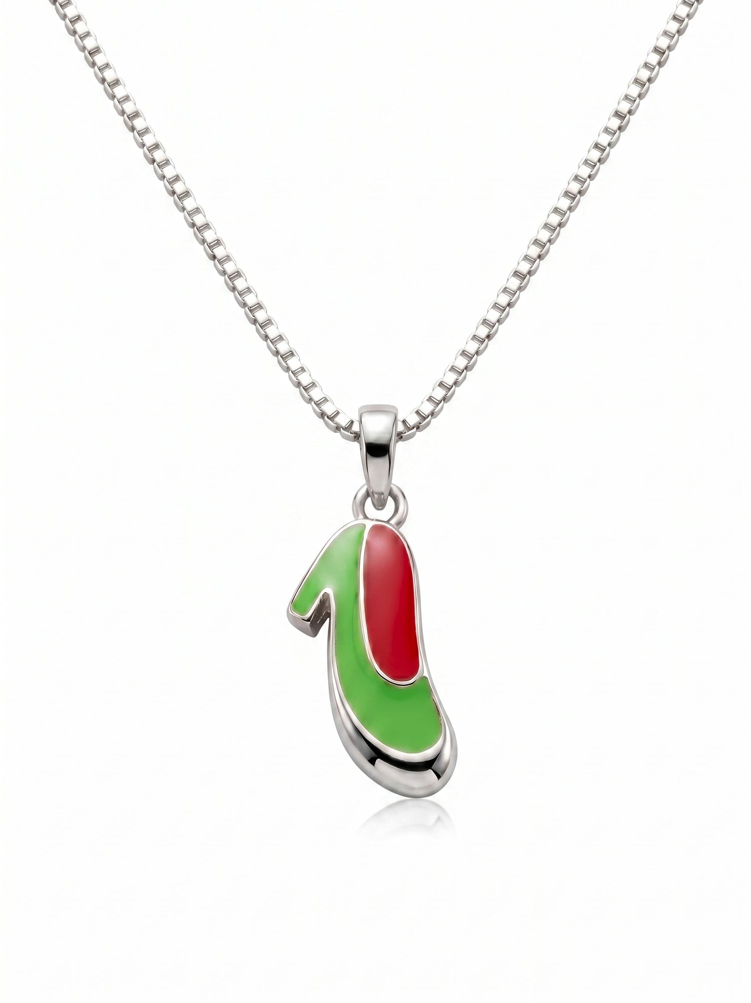 Miniature High-Heel Shoe Enamel Pendant Necklace