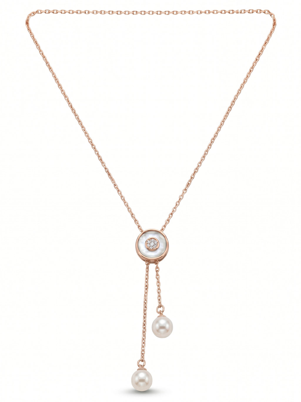 Mother of Pearl & Freshwater Pearl Double Drop Lariat Necklace