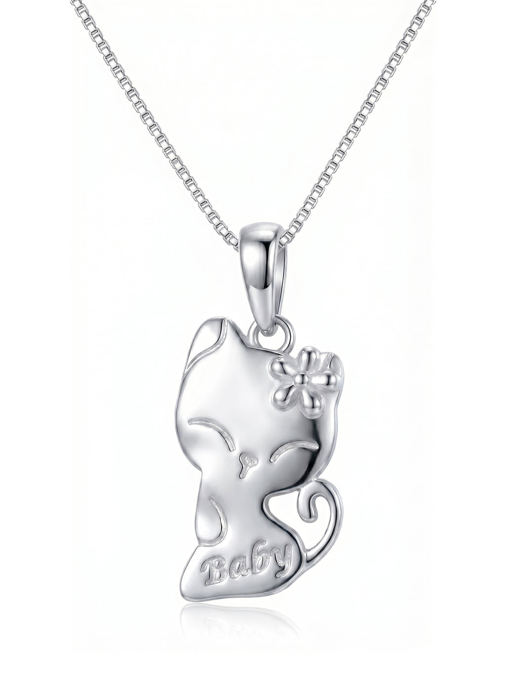 "Baby" Flower Kitty Pendant Necklace for Kids