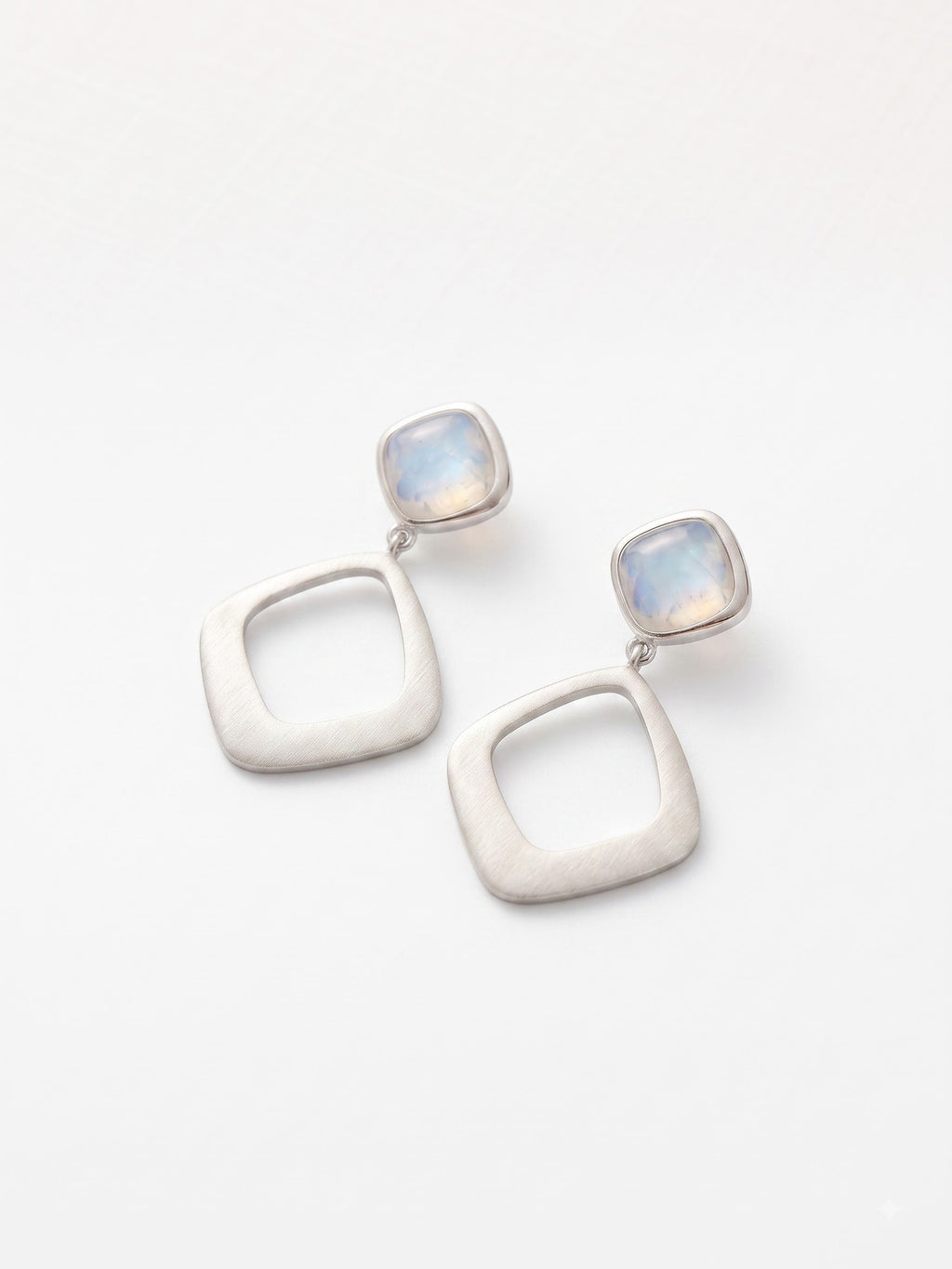 The Aurora Geometric Moonstone Drop Earrings