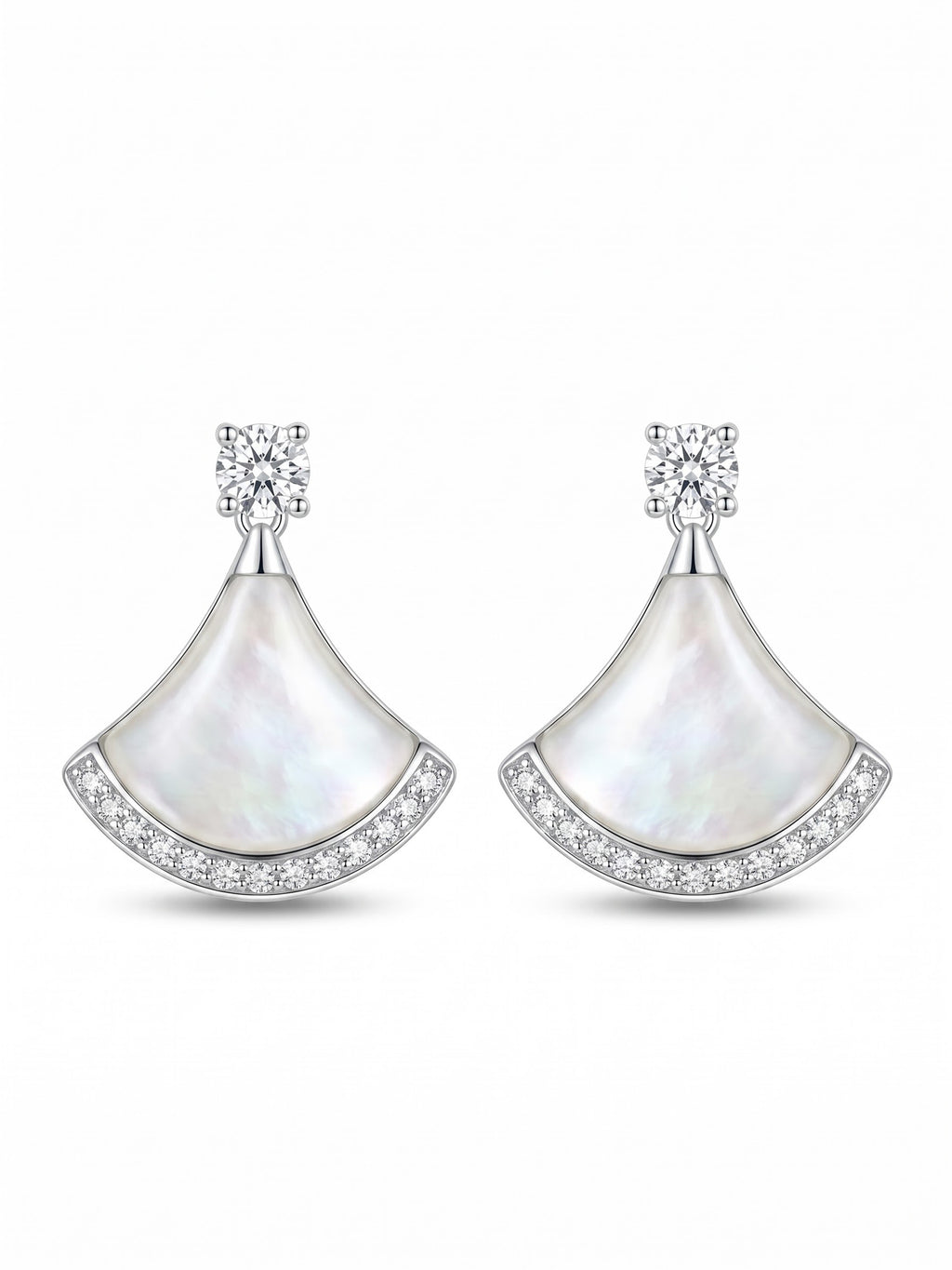 The Imperial Fan Mother-of-Pearl & CZ Drop Earrings
