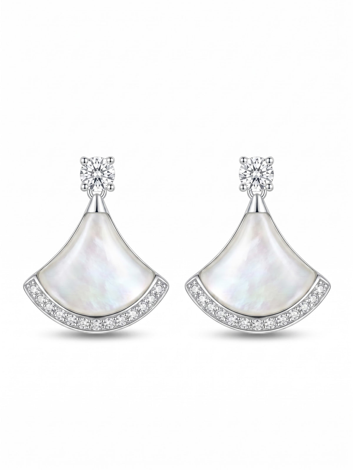 The Imperial Fan Mother-of-Pearl & CZ Drop Earrings