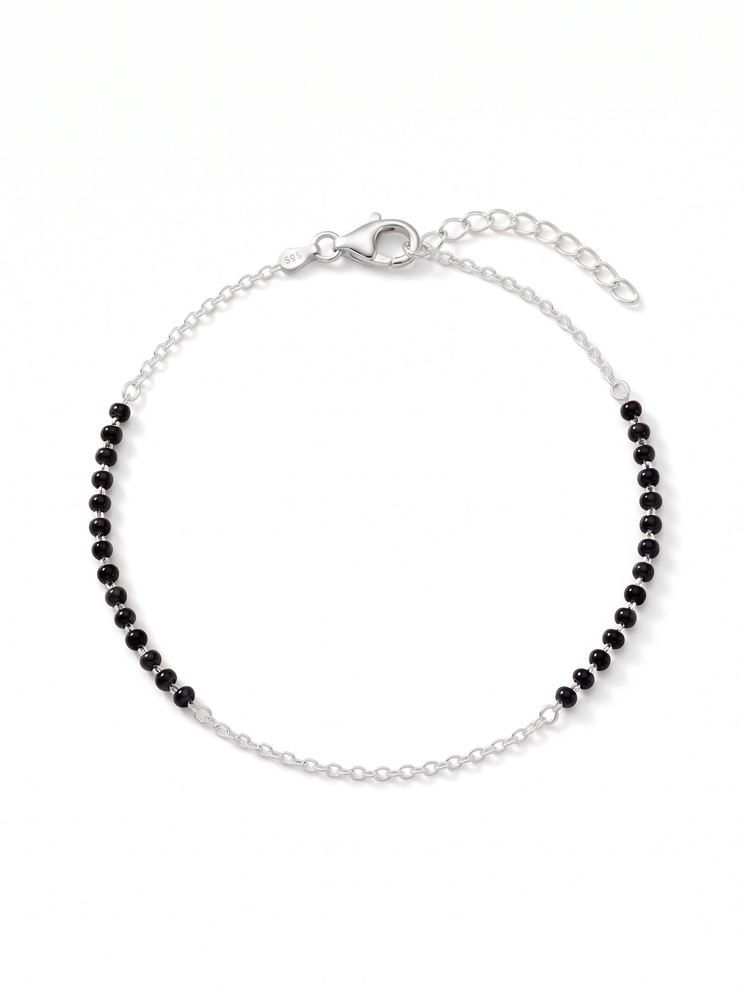Obsidian Orbit Rolo Chain Anklet