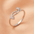 Silver Dual Sparkle Infinity Bypass Ring